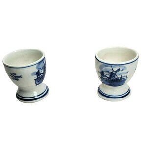 Vintage Rare Delfa Windmill Mini Thimble & 2" Tea Cups Collectible Set